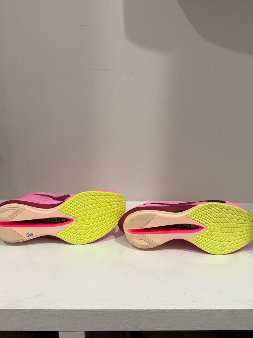 Nike Women's Neon Pink Racing Shoes with Berry Swoosh - Picture 3 of 5